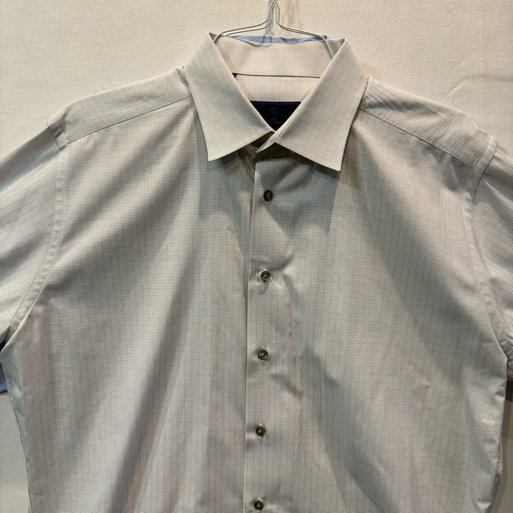 David Donahue Light‎ Gray Dress Shirt Mens size XL button long sleeve